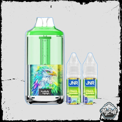 Puff JNR Falcon Gem+ 30K verte, saveur Mix Berries (Fruits Rouges), avec packaging et 2 fioles de recharge