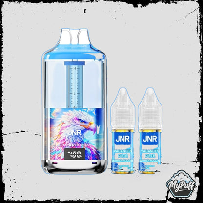 Puff JNR Falcon Gem+ 30K bleue et rose, saveur Summer Holiday (Vacances d'Été), avec packaging et fioles