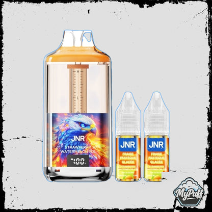 Puff JNR Falcon Gem+ 30K rouge, saveur Strawberry Watermelon Ice (Fraise Pastèque Glacée), avec fioles incluses